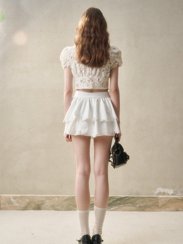 3D Lace Embroidery Hollow Out Cardigan - CHINASQUAD