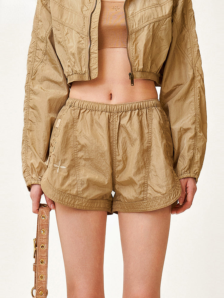 Ancient Myth Metallic Skin Embroidered Athletic Shorts - CHINASQUAD