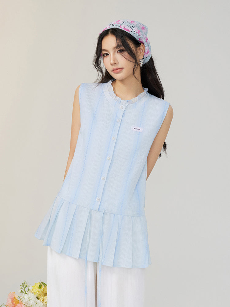 Lace-Up Waist Blouse