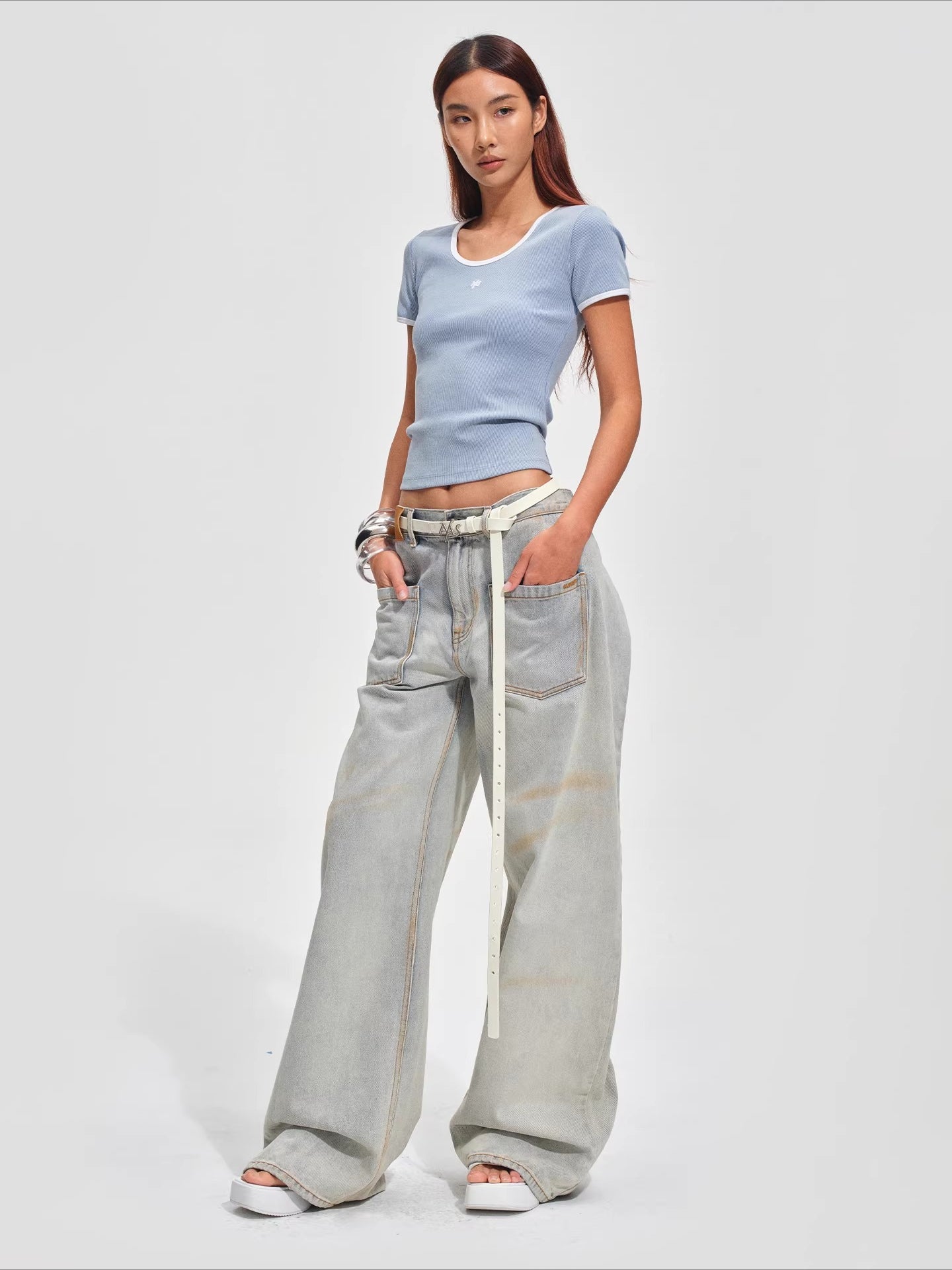 Colorblock Crewneck Fitted T-Shirt