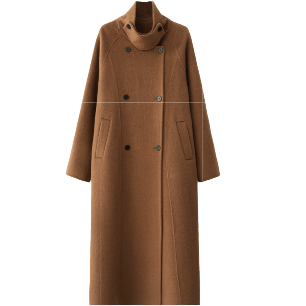 Armor-Collar Long Wool Coat