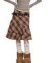 Plaid Irregular Layered Skirt - CHINASQUAD