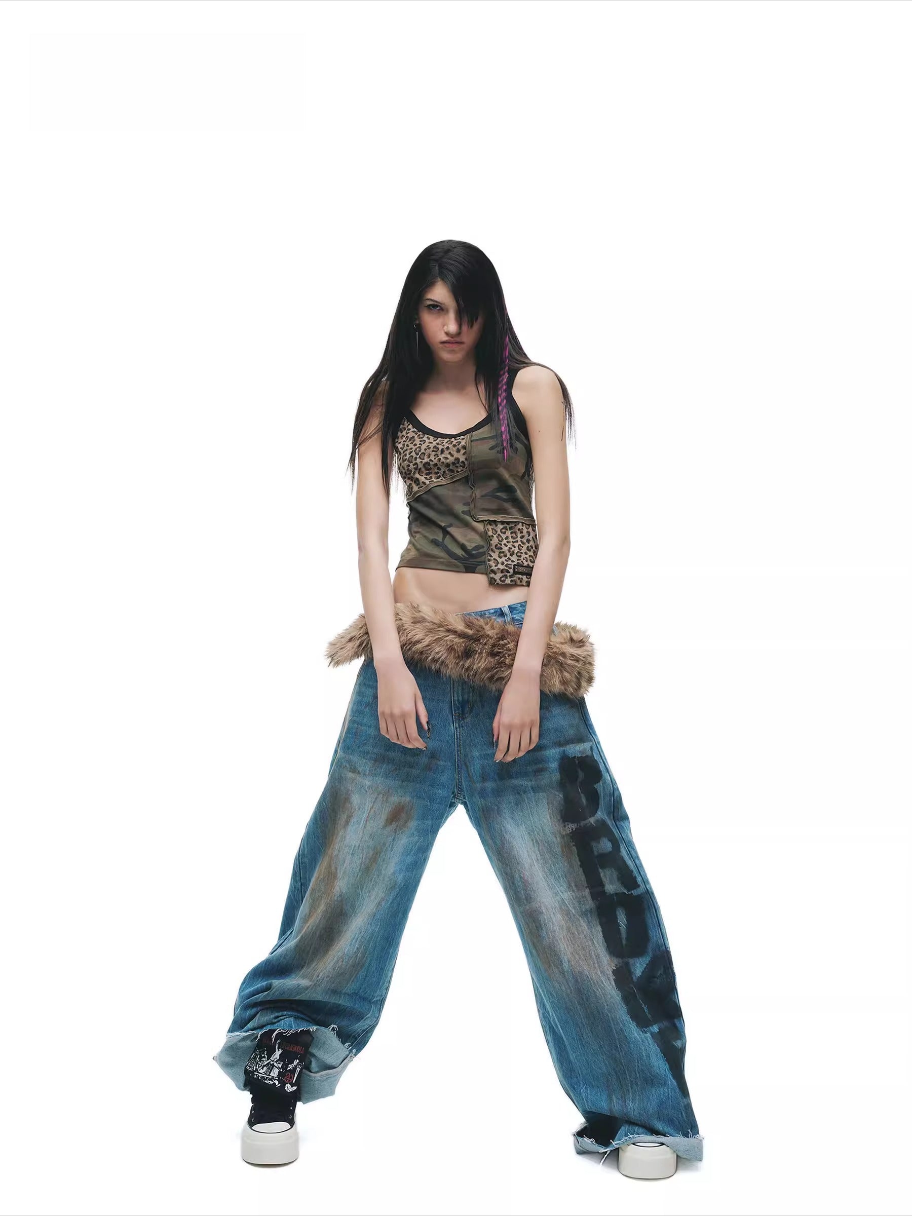 Graffiti Wash Grunge Denim Jeans