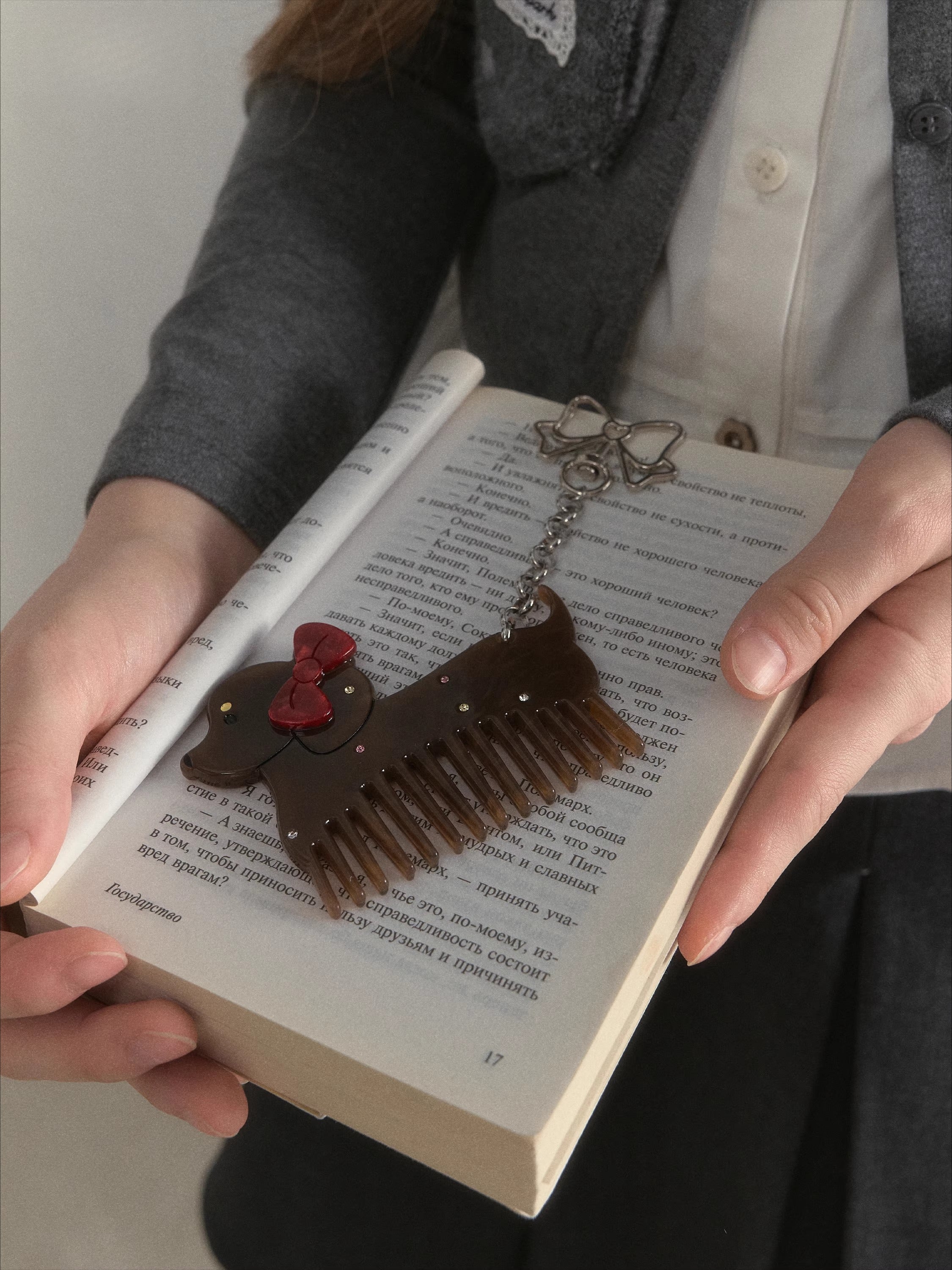 Vintage Bow Dachshund Rhinestone Comb