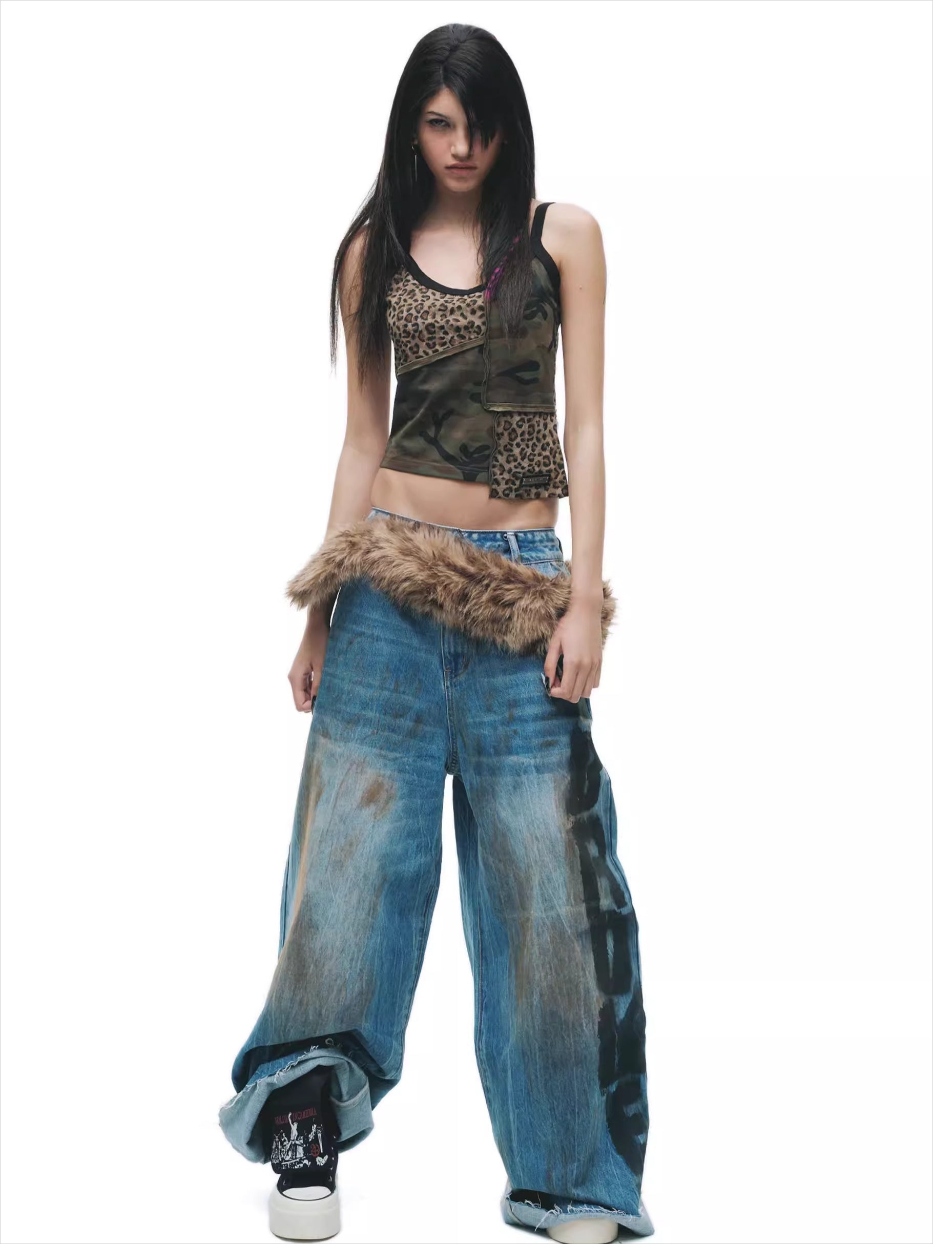Graffiti Wash Grunge Denim Jeans