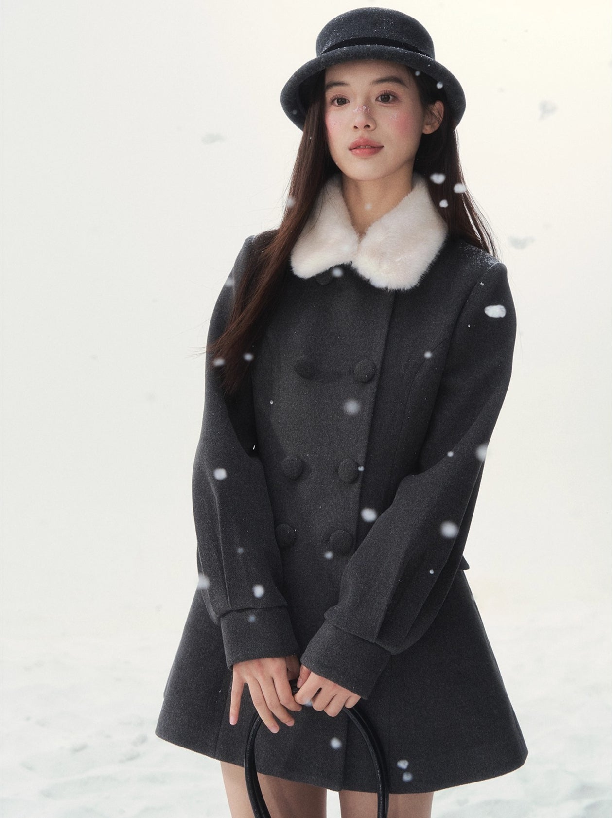 Double-Breasted Fur-Collar Lady Jacket