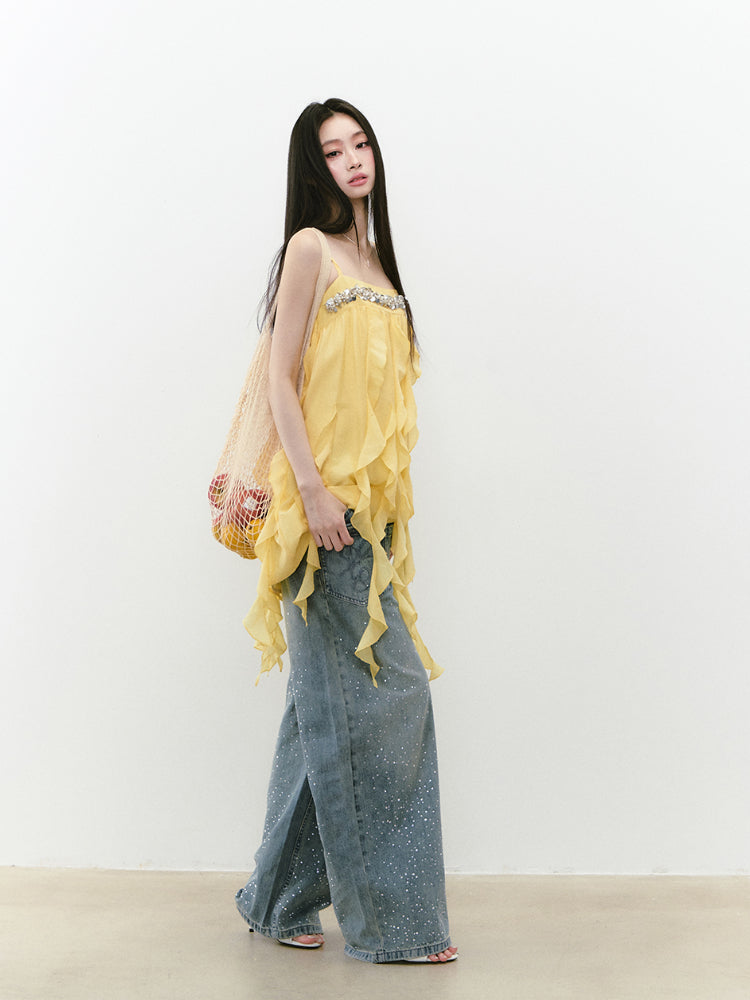 Beaded Flowing A-line Acetate Dress - CHINASQUAD