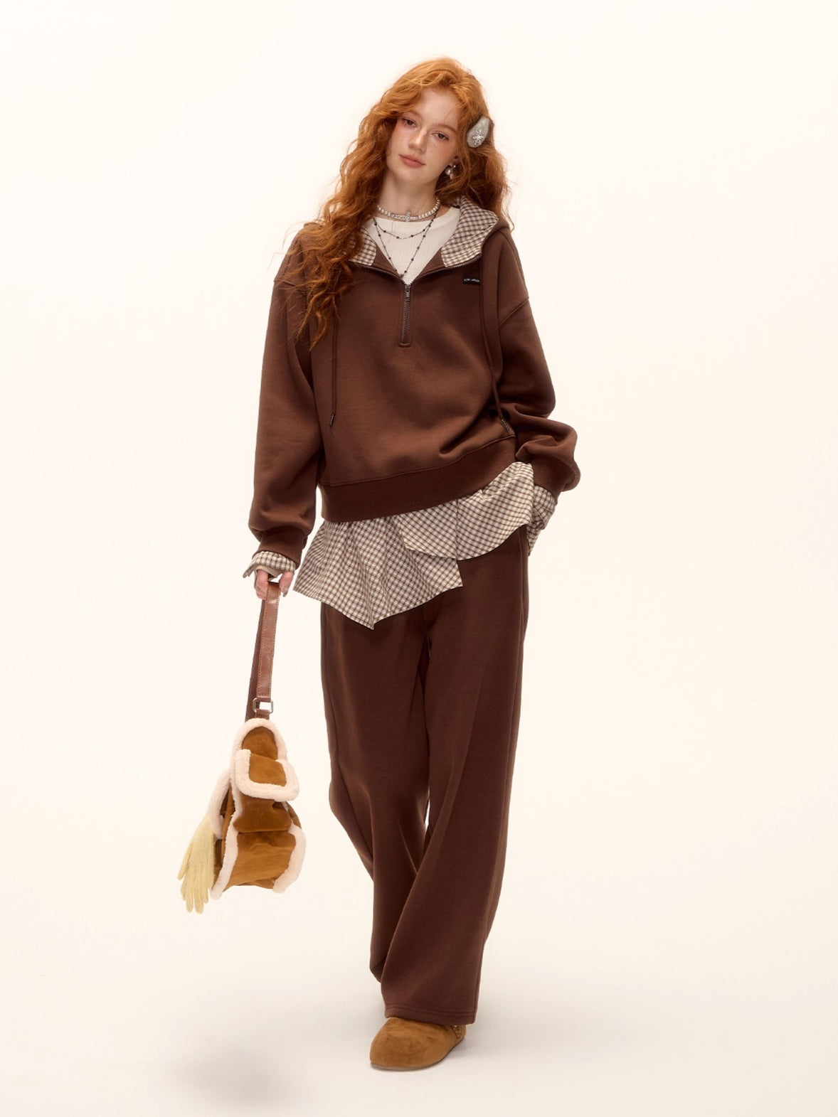 Fleece Hoodie & Wide-Leg Sweatpants Set