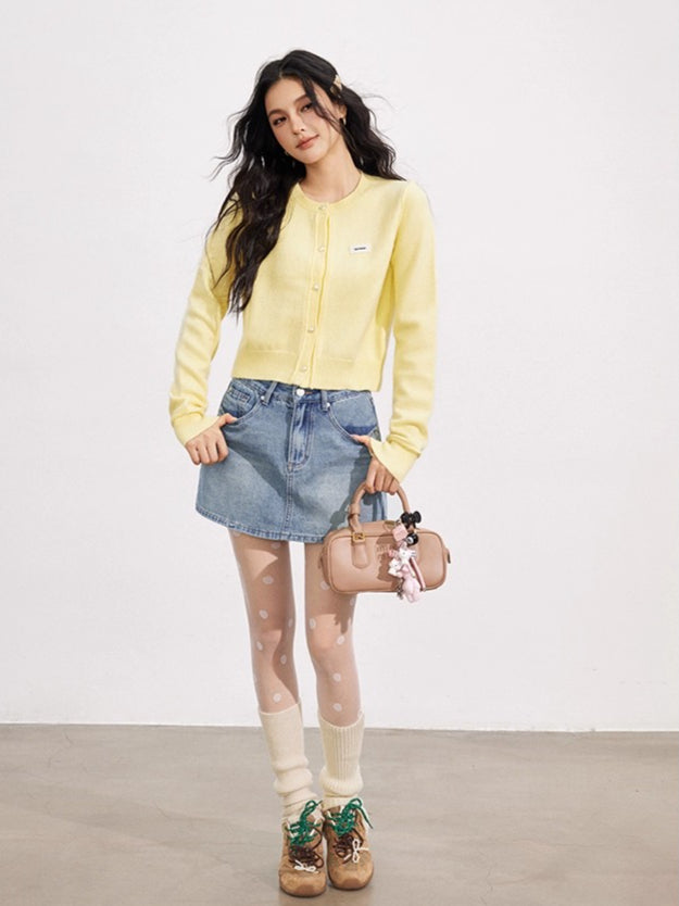 Rolled-Edge Knit Cardigan