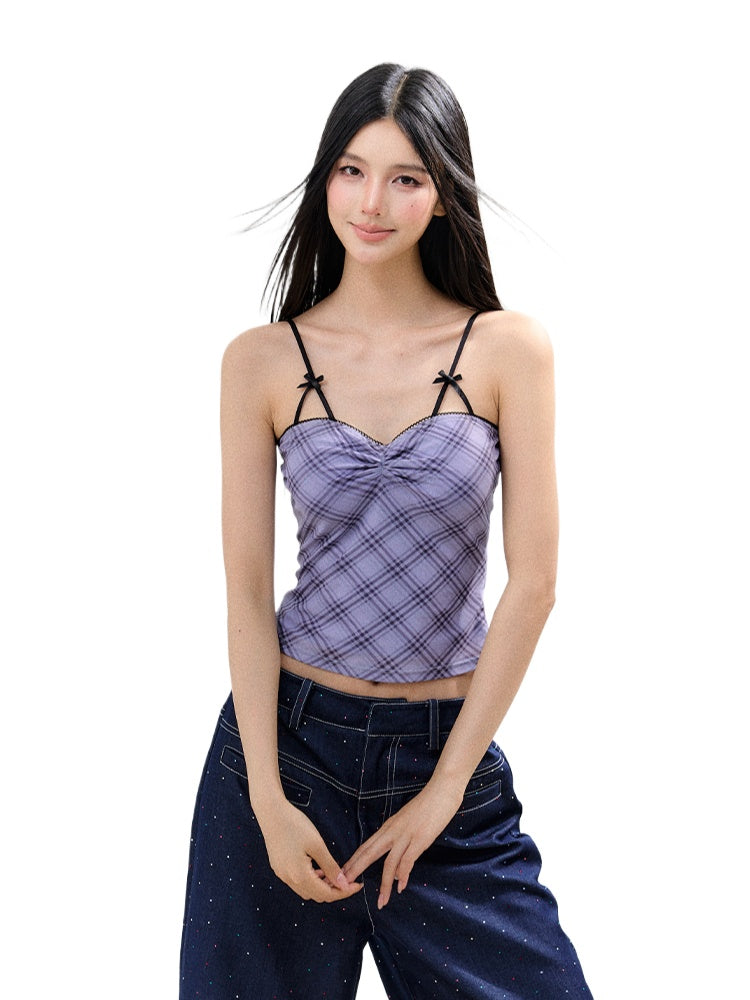 Color-Blocked Strap Bow-Knot Sling Vest - CHINASQUAD