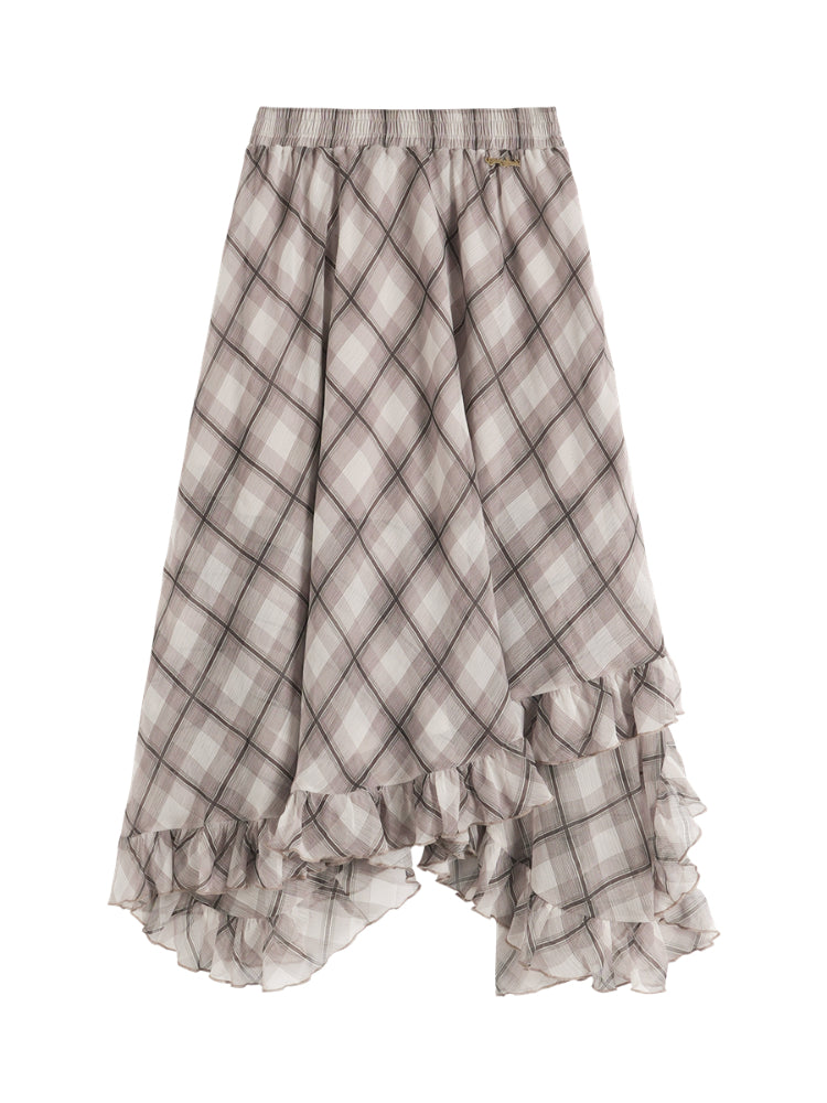 Irregular Ruffle  Top & Midi Skirt Set - CHINASQUAD