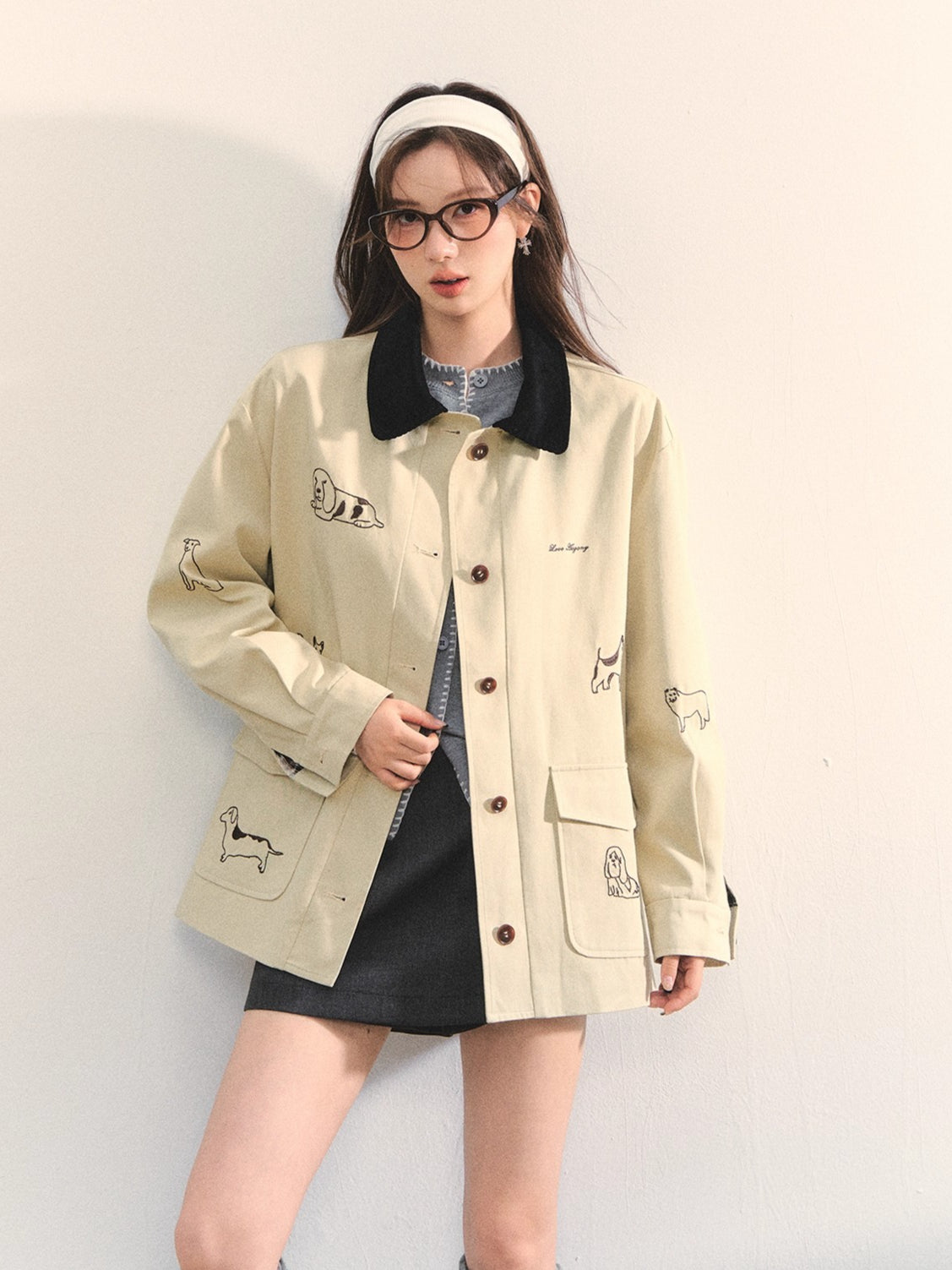 Barn Style Puppy Embroidery Jacket