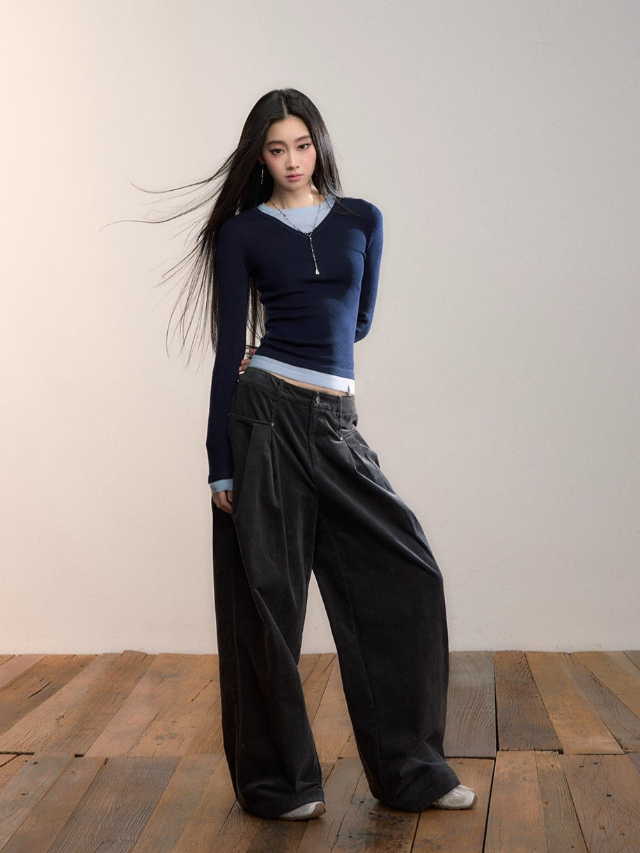 Corduroy Pleated Relaxed Trousers