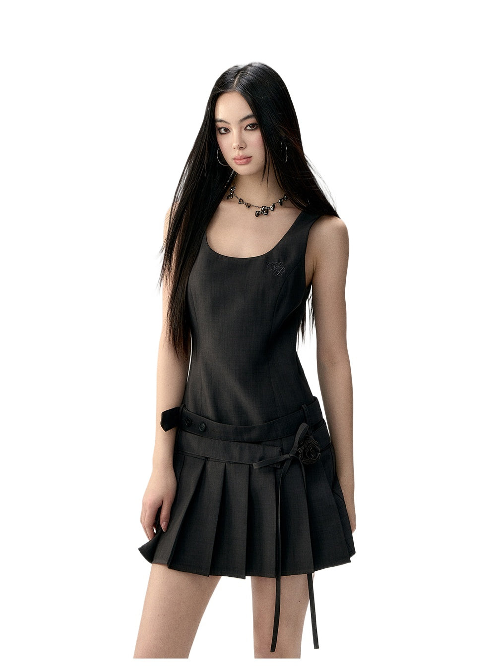 Rose Flower Waist Belt Suit Dress