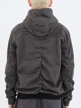 Deep brown & Gray Pleated Hooded Sweatshirt - CHINASQUAD