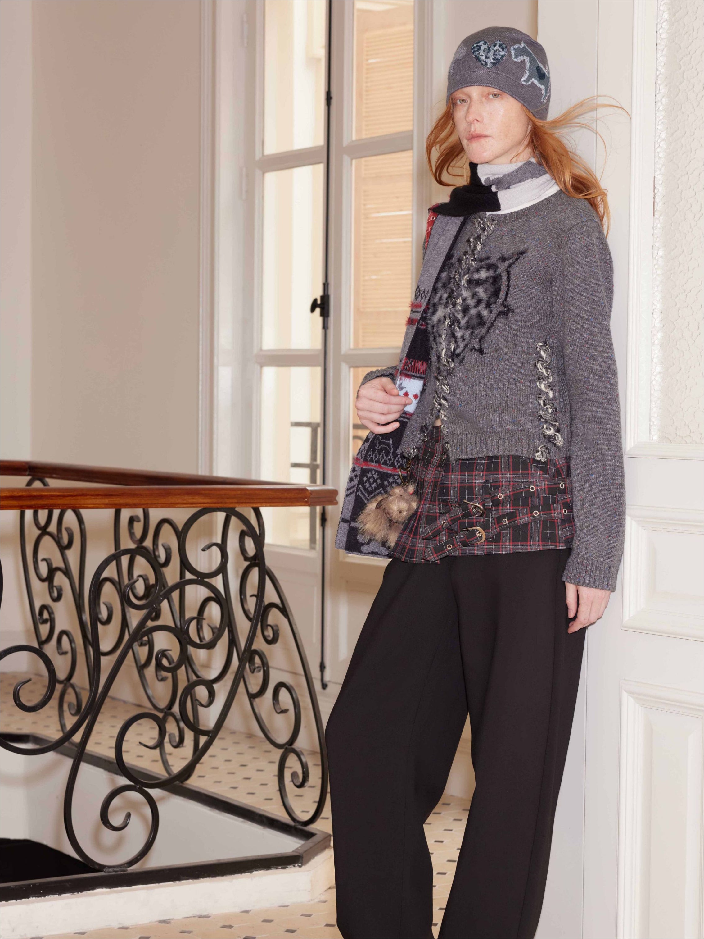 Fair Isle Heart Jacquard Wool Blend Scarf - CHINASQUAD