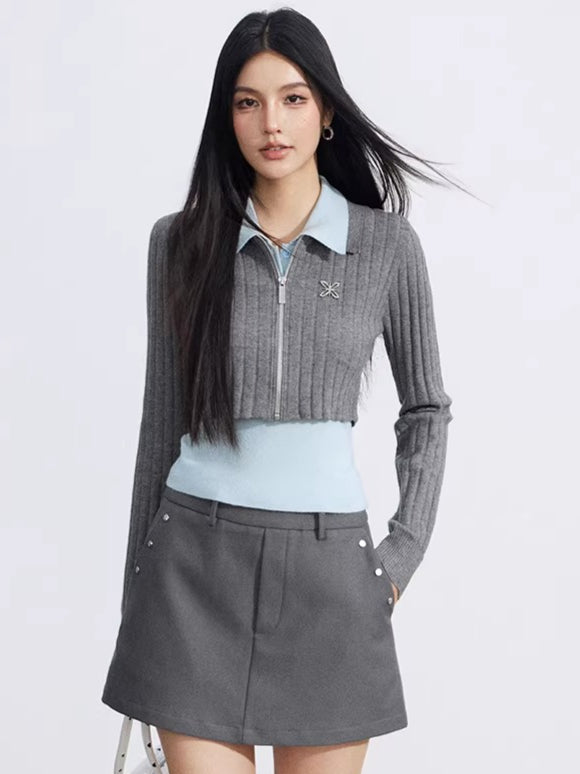 Colorblock Knit Two-Piece Set