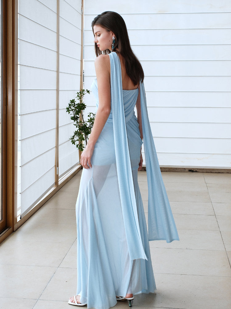 Ruched Design Asymmetrical Mermaid Dress - CHINASQUAD