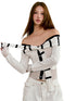 White Tie Detail Off-shoulder Knit Cardigan - CHINASQUAD