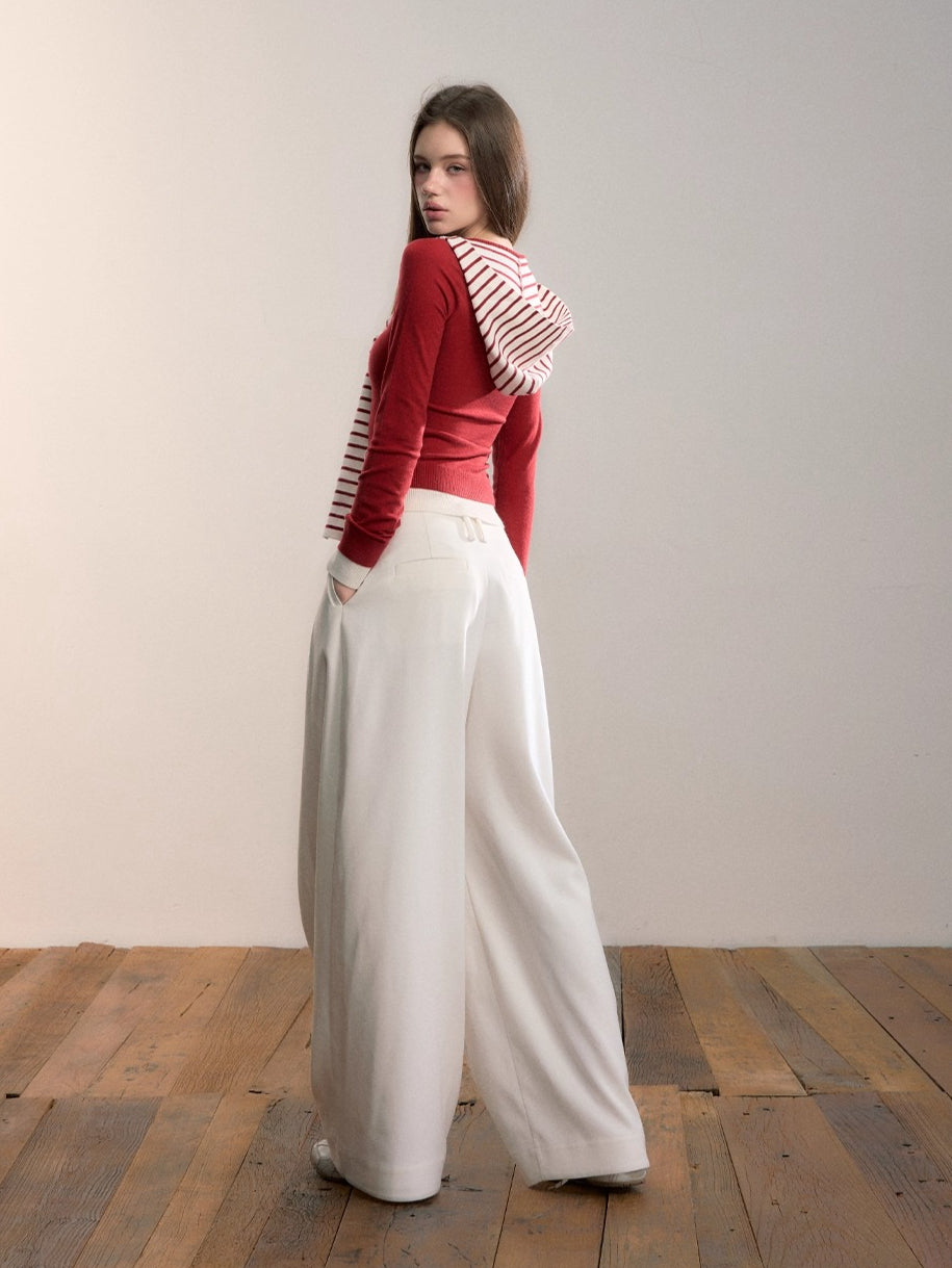 Contrast Hooded Layered Knit Turtleneck