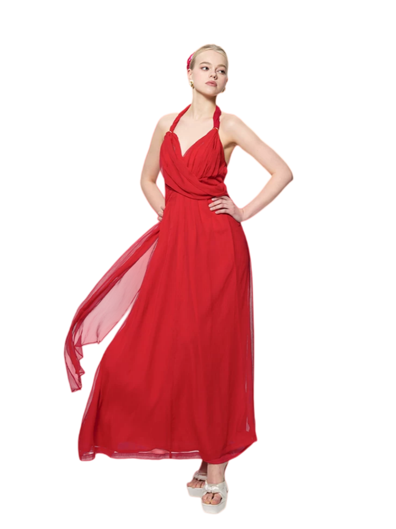 Halter Scarf-Tie Maxi Dress