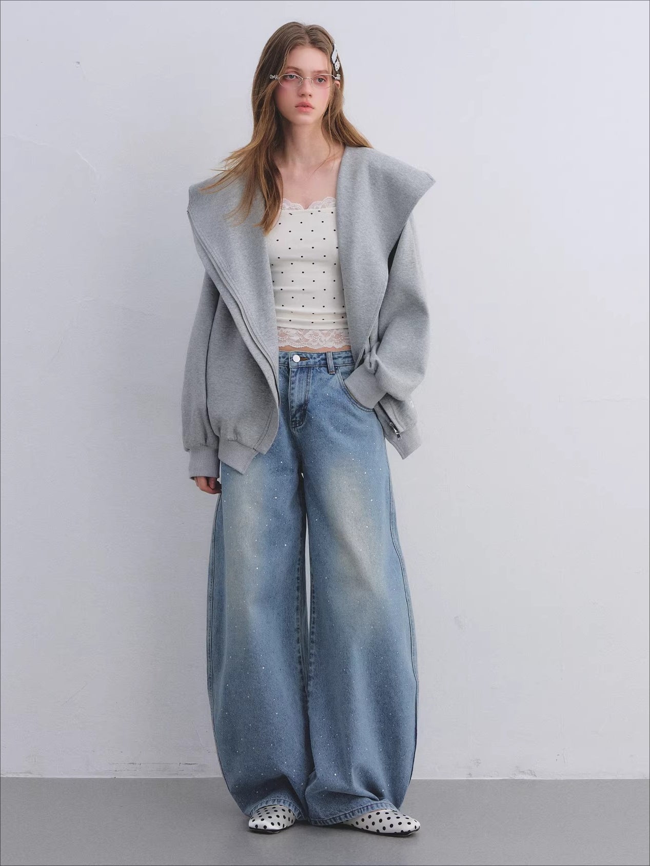 Hooded Zip-Up Sweatshirt & Flared Sweatpants Set