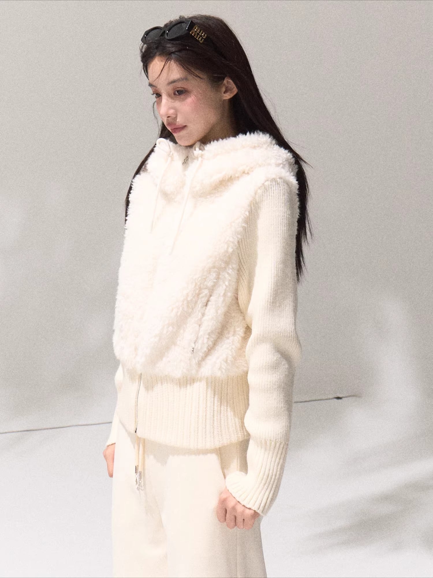 Knit Vest Jacket & Straight-Leg Pants Set