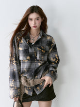 Washed Vintage Rose Beaded Shirt Jacket - CHINASQUAD
