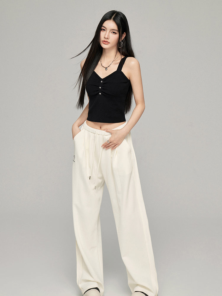 Star Print Slimming Wide Shoulder Strap Knit Vest - CHINASQUAD