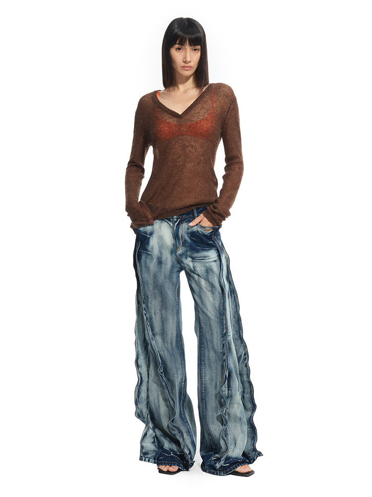 Heavy Washed Denim Straight Pants - CHINASQUAD