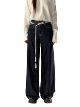 Dark Blue High-waist Wide-leg Pants - CHINASQUAD