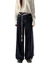 Dark Blue High-waist Wide-leg Pants - CHINASQUAD