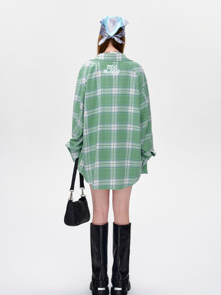 Plaid Pocket Companion Long-Sleeve Shirt Jacket - CHINASQUAD