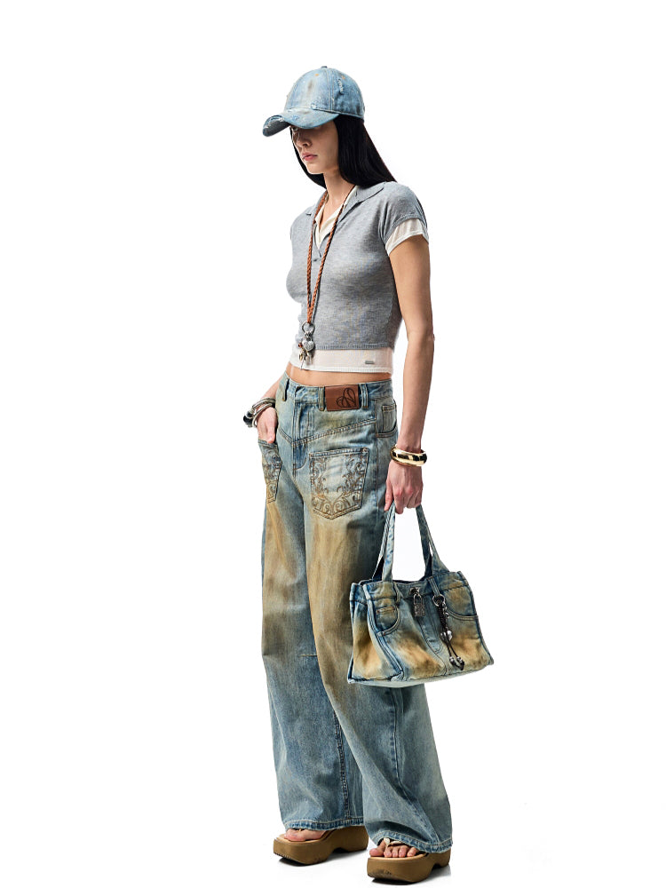 Mud-dyed Washed Jeans - CHINASQUAD