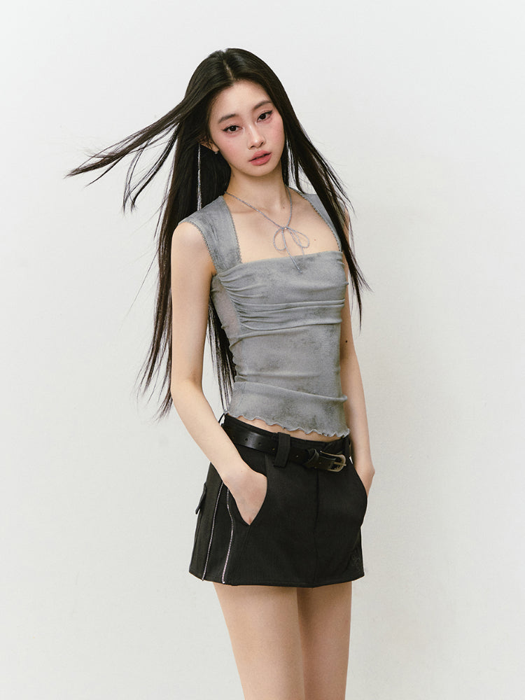 Casual Pencil Skirt with Double - Side Zippers - CHINASQUAD