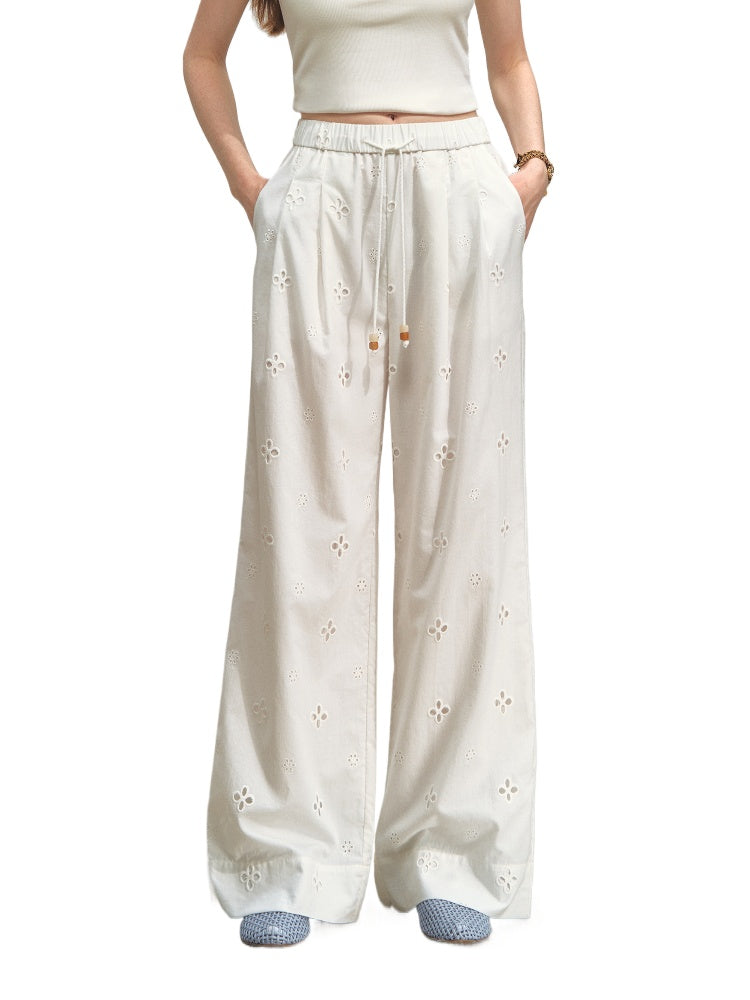 High-Waisted Drawstring Straight Wide-Leg Pants - CHINASQUAD