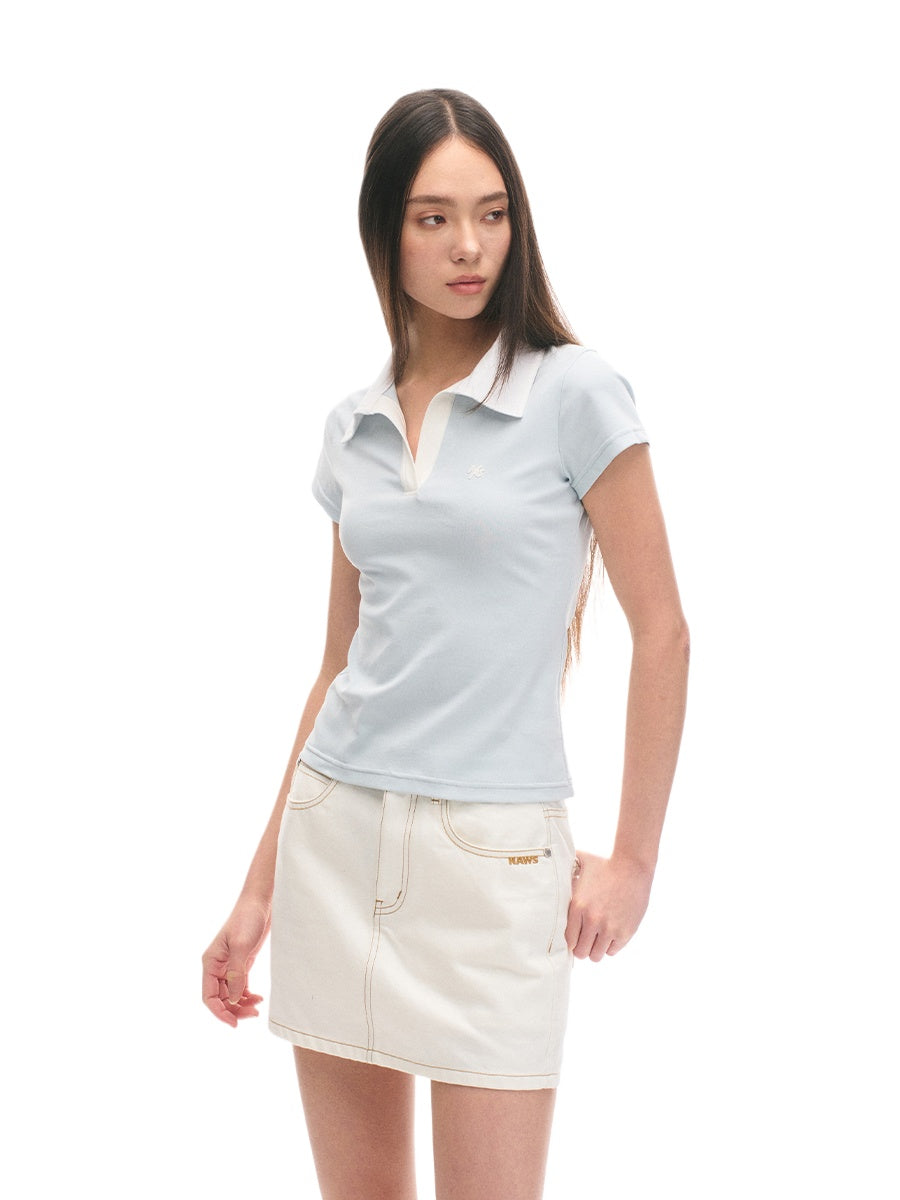 Black and White Striped Slim Fit Shoulder T-shirt - CHINASQUAD