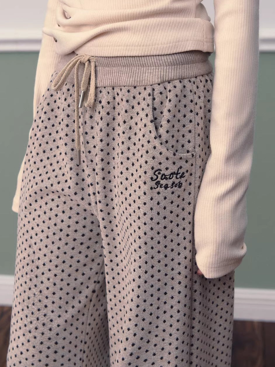 Polka Dot High-Waist Wide-Leg Pants