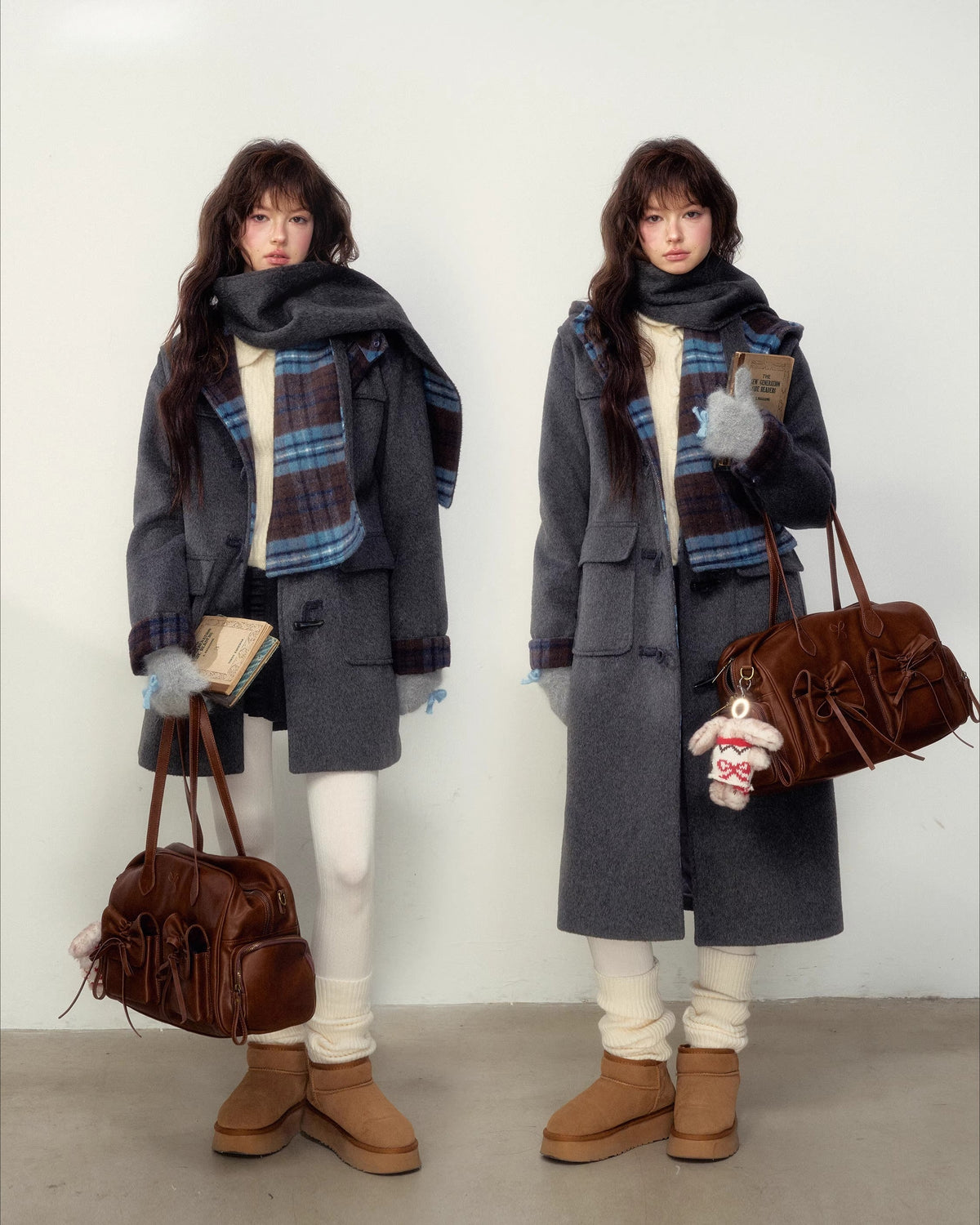 Pink Plaid Horn-buttoned Coat Sunset Park