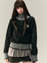 Color-Block High-Neck Knit Cardigan - CHINASQUAD