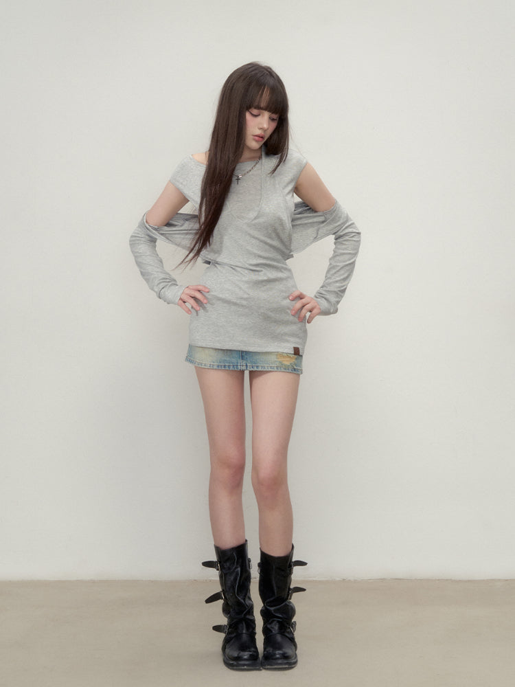 Layered Short Sleeve Pullover Top - CHINASQUAD