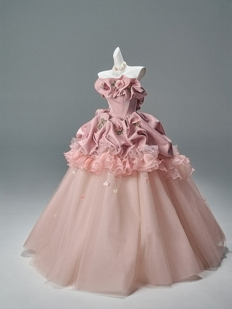 Peach Coco Sculpted Couture Ball Gown