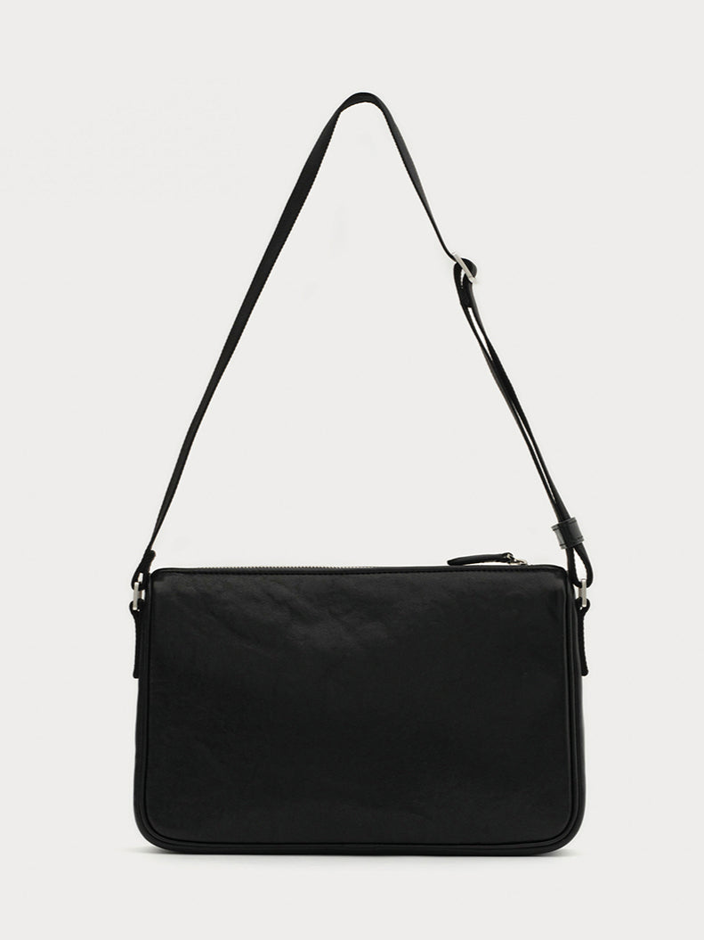 Black & Silver Badge Leather Bag - CHINASQUAD