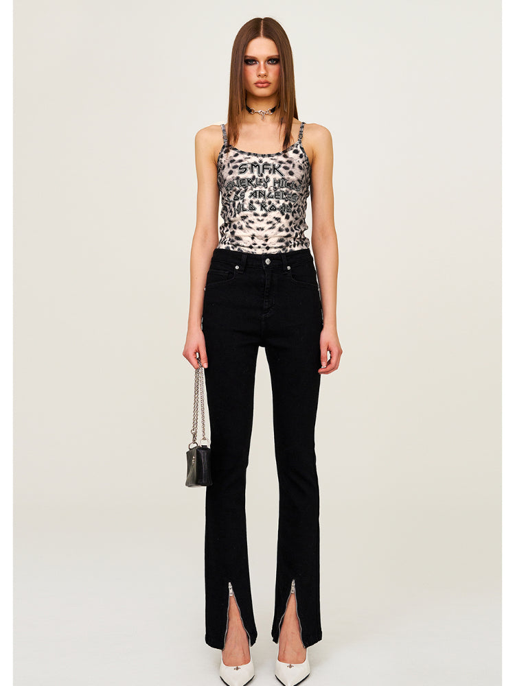 Leopard Print Sleeveless Outer - wear Sports Sling