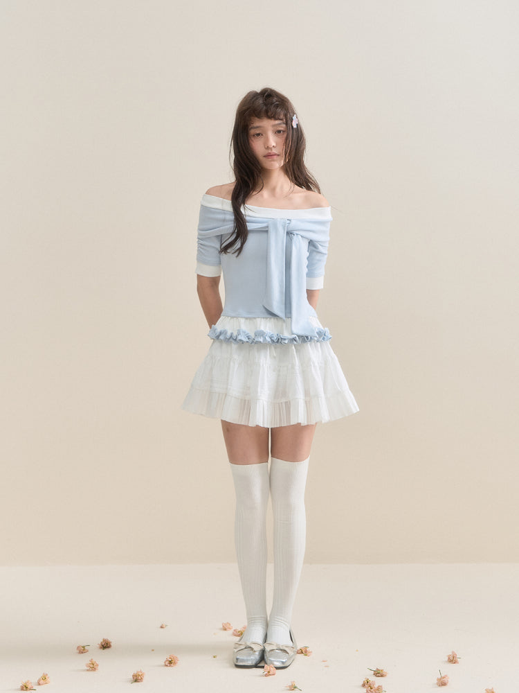 Pure White Lace A-line Tulle Skirt - CHINASQUAD