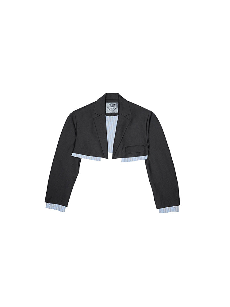 Cropped Grey Blazer - CHINASQUAD