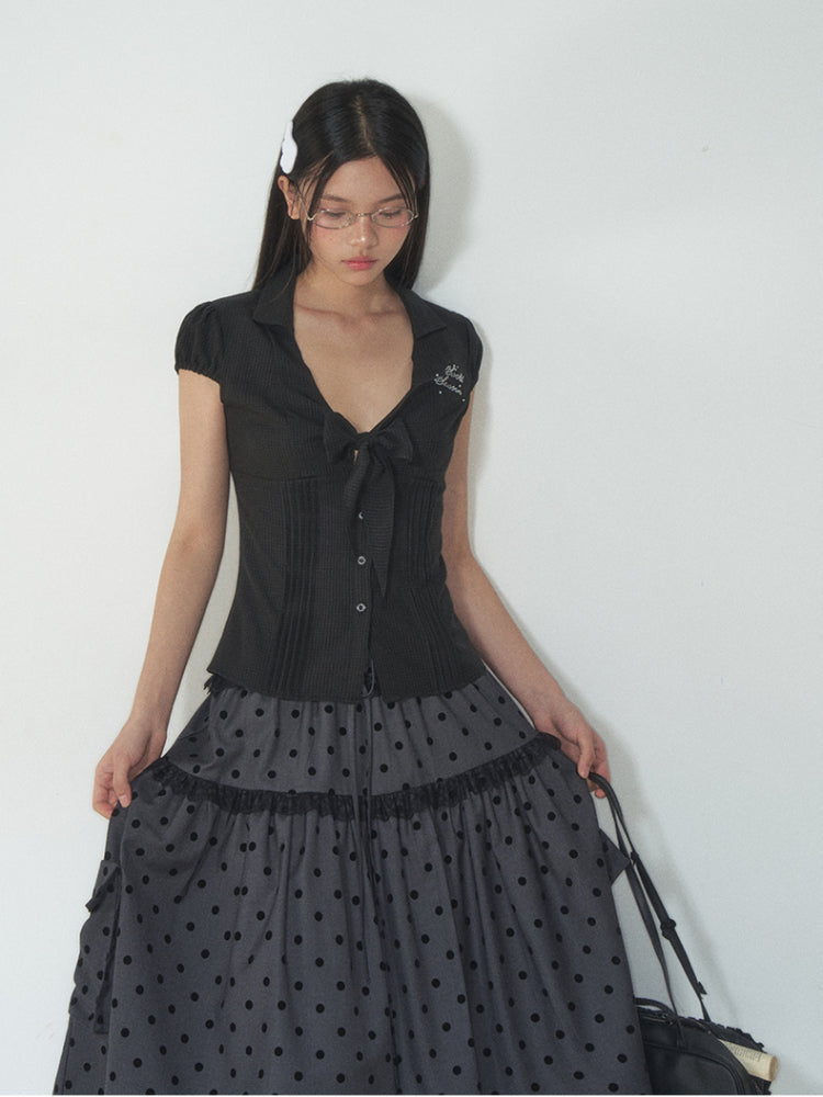 Bow - Accentuated Waist - Slimming Shirt Top - CHINASQUAD