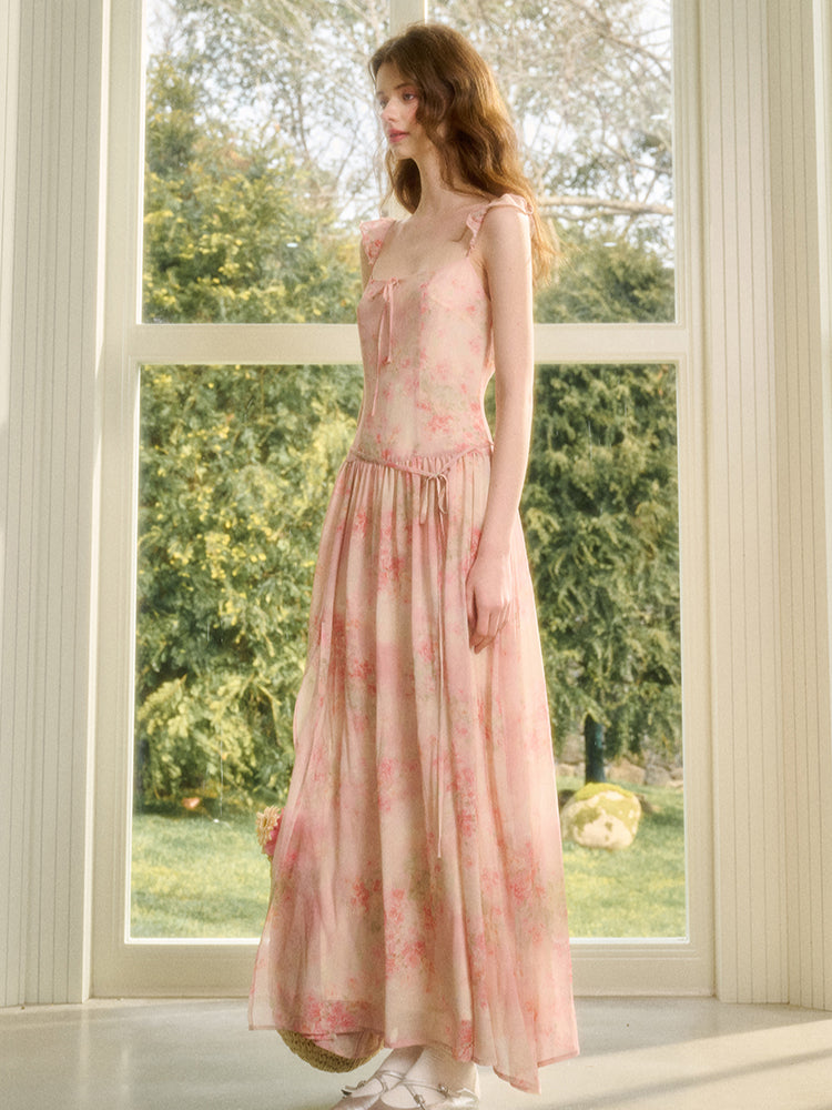 Floral Print Long Vacation Dress - CHINASQUAD