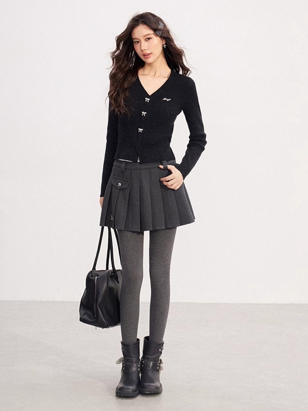 Shimmer Soft-Touch Knit V-Neck