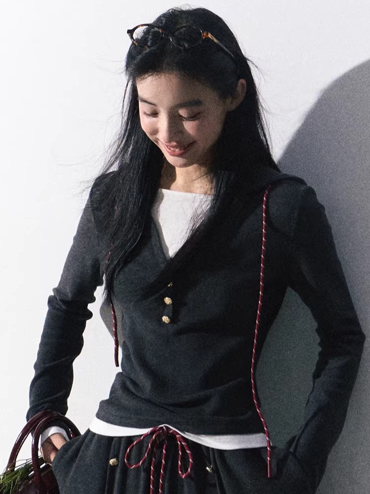 Knit Base Top & Wide-Leg Pants Set